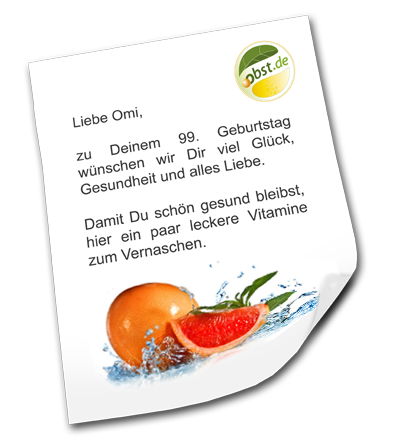 Geschenk mit Grußkarte und Grußtext